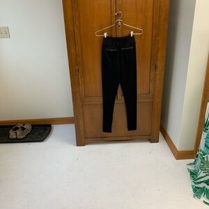 Modcloth black leggings pants XXS seamed high waist back zip pockets bikercore